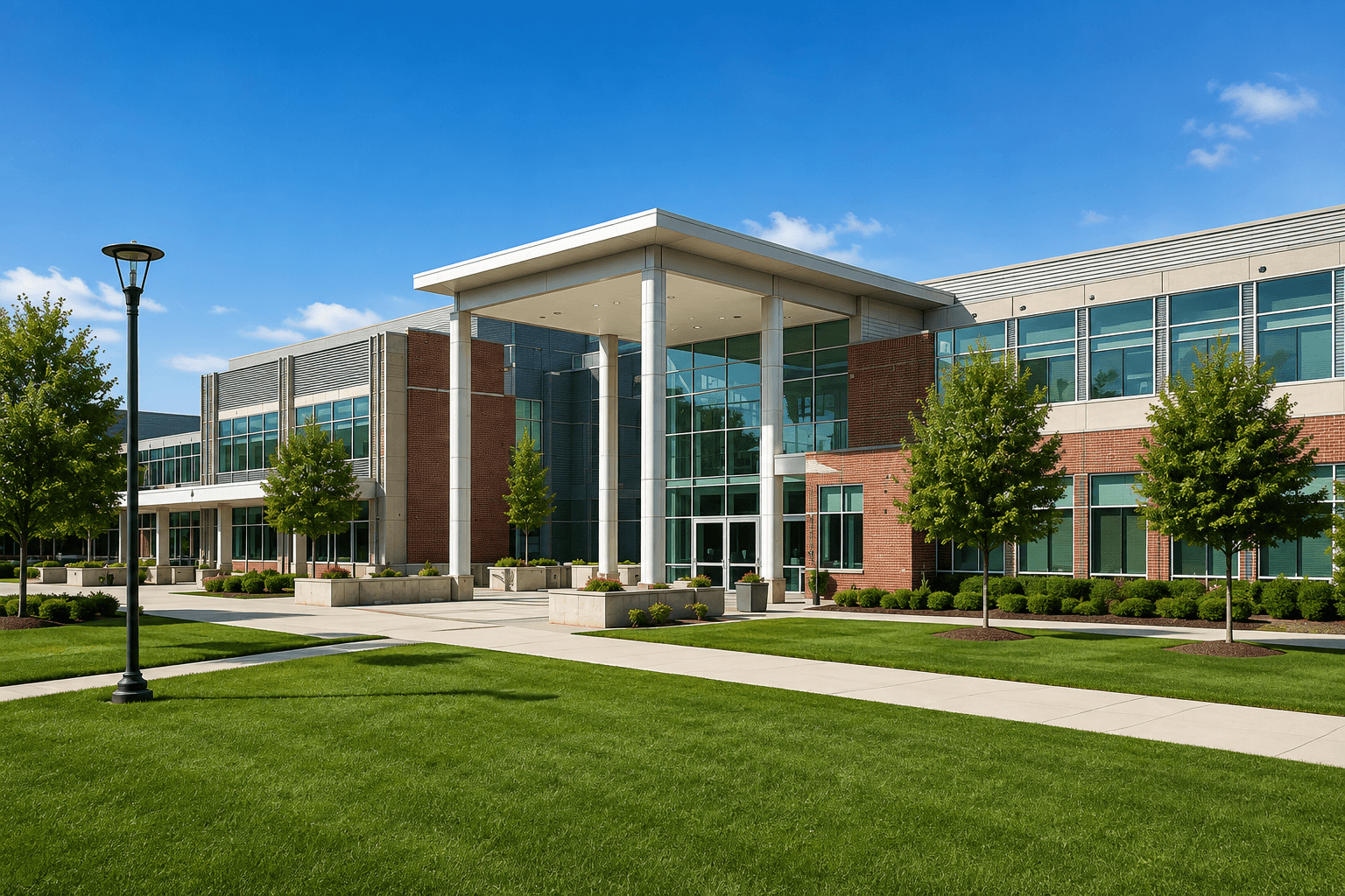 Institutional school and campus building